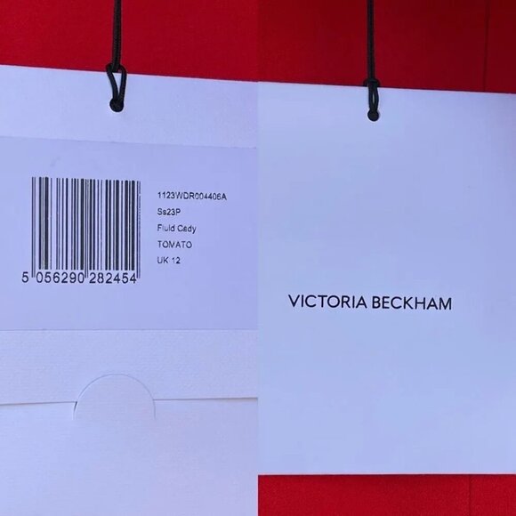 Victoria Beckham Off Shoulder Bandeau Dress in Tomato Red size 8 - Picture 16 of 16